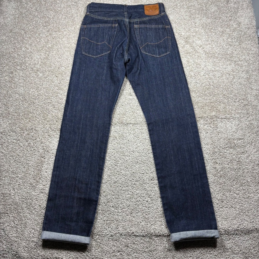 Type Blue Avirex Mens Selvedge Denim Jeans Dark Wash Straight Leg 28x32